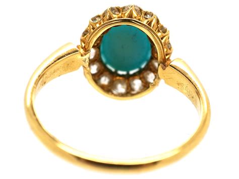 Edwardian Ct Gold Turquoise Diamond Ring H The Antique