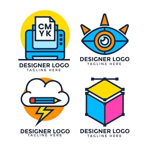 Free Vector Flat Design Graphic Designer Logo Pack