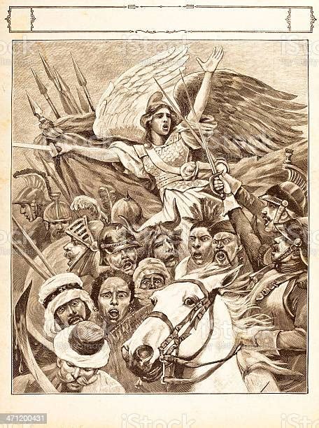 Engraving Joan Of Arc Fighting 1881 Stock Illustration Download Image