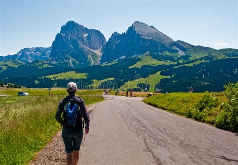 Woman Hiking In Italian Alps Stock Photo Image Of Mountains Hike