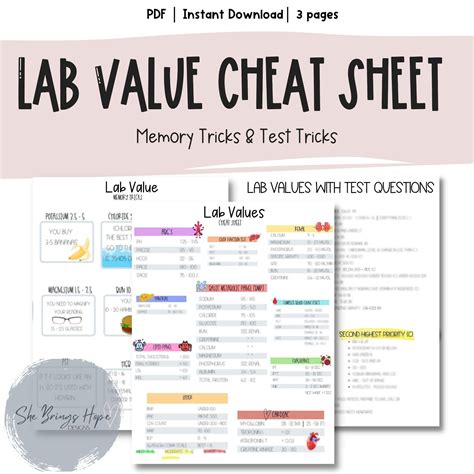 Lab Values Cheat Sheet Lab Values Nursing School Lab Values Nursing Student Essentials In