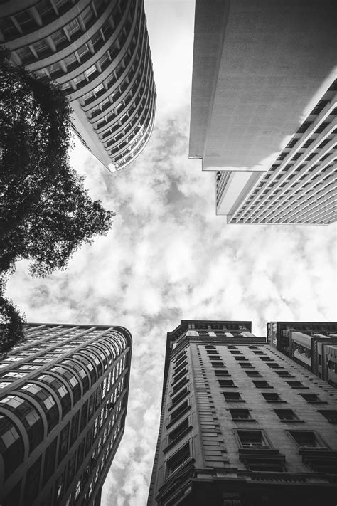 Low Angle Photography Of Buildings In Grayscale Photography · Free