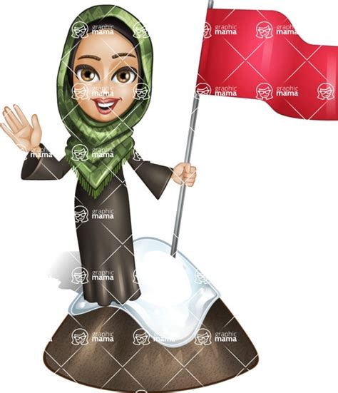 Young Muslim Woman Cartoon Vector Character 102 Cartoon Poses On