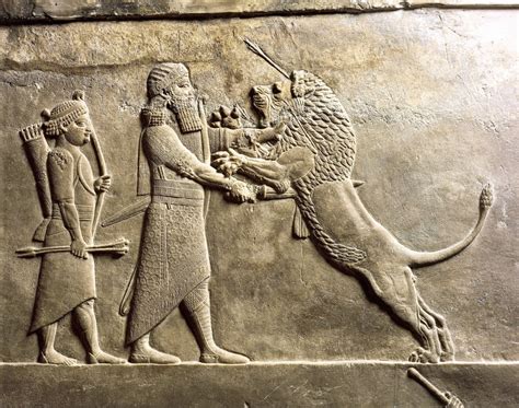 Detail Of Relief With Scene Of Lion Hunt By Assyrian