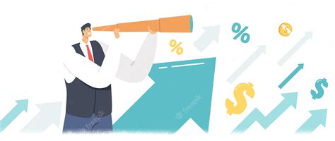 Premium Vector Businessman Character Watching To Spyglass On Growing