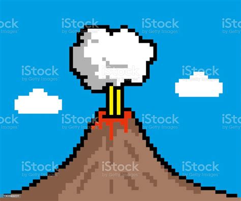 Volcano Pixel Illustration Stock Illustration Download Image Now