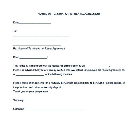 lease termination letter template