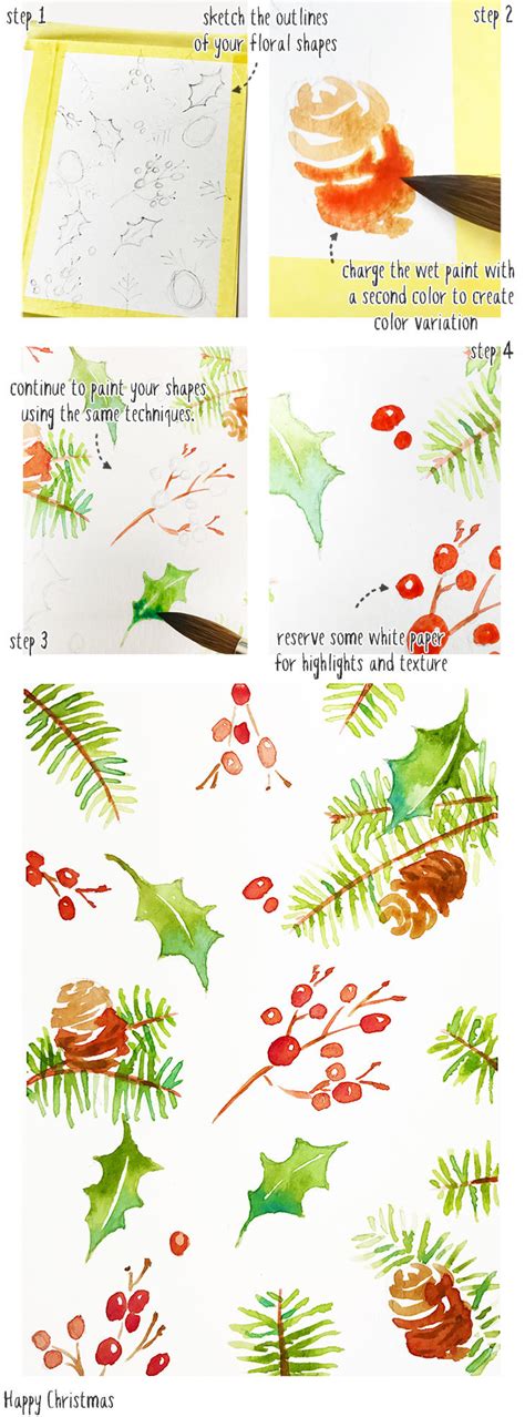 Next, tape down your card using a low tack masking tape. Easy Watercolor Christmas Cards - Step by Step Tutorial in 2020 | Watercolor christmas cards ...