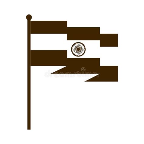 Happy Independence Day India Waving Flag National Insignia Silhouette