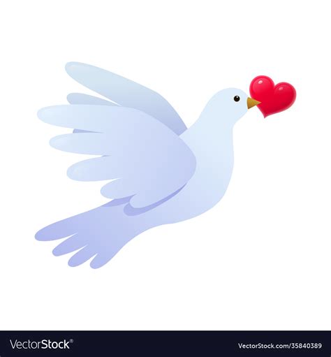 Flying White Dove Carrying Red Heart Royalty Free Vector