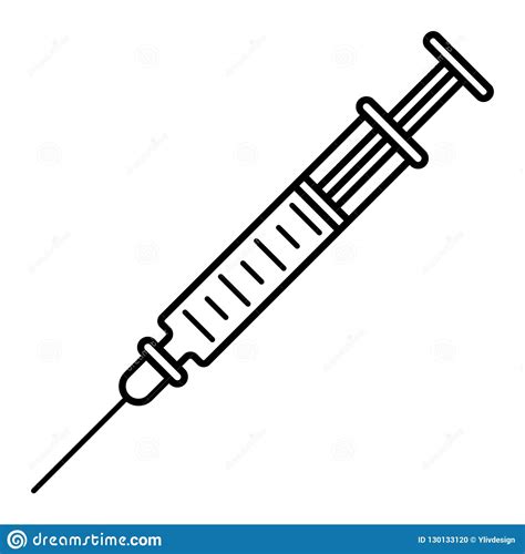 Vaccine Syringe Icon, Outline Style Stock Vector - Illustration of dose ...