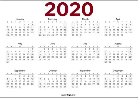 Calendar 2020 A4 Pdf Calendario 2019