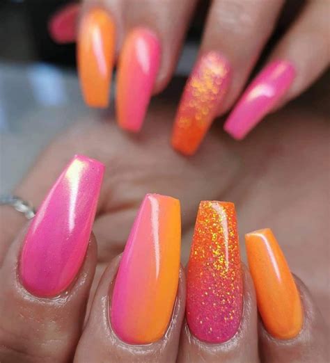 Neon Coral Nails Coral Nails With Design Bright Pink Nails Neon