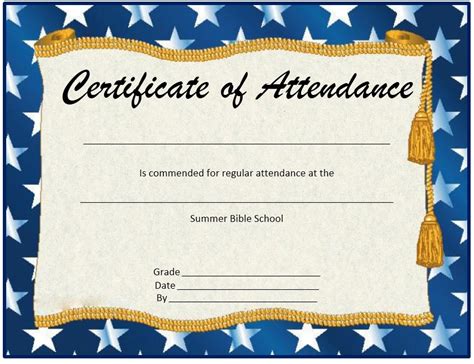 13 Free Sample Perfect Attendance Certificate Templates Printable Samples