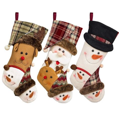 christmas stockings 3 pack 17 xmas stockings large size with 3d santa snowman reindeer