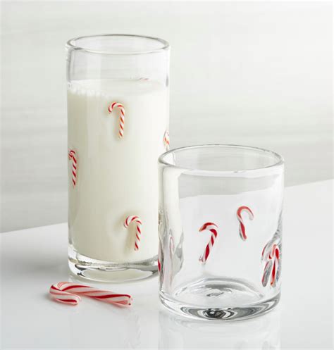 Candy Cane Drinking Glass Double Old Fashioned Christmas Glassware Table Setting Crate Barrel