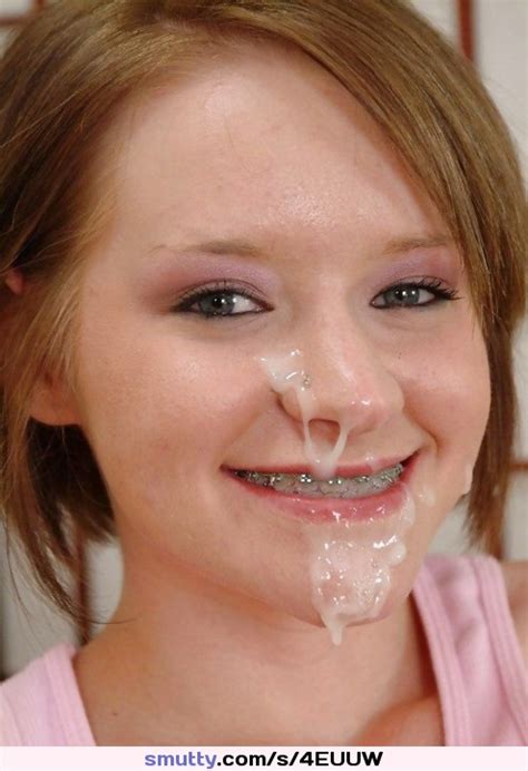 Sexy Cum Covered Braces And Smile