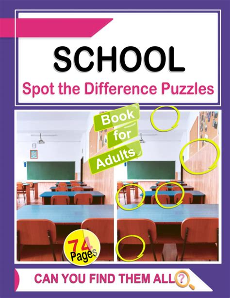 School Spot The Difference Puzzles Book For Adults Spot The Difference