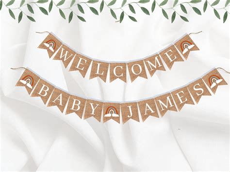 Welcome Baby Burlap Banner Neutral Nursery Decor For Boy Etsy