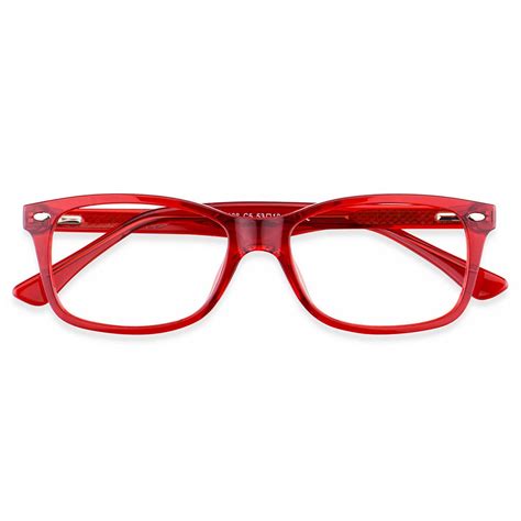 W2008 Rectangle Red Eyeglasses Frames Leoptique