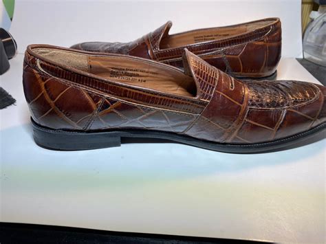 Stacy Adams Real Snake Skin Penny Loafers Size 9 5 M Gem