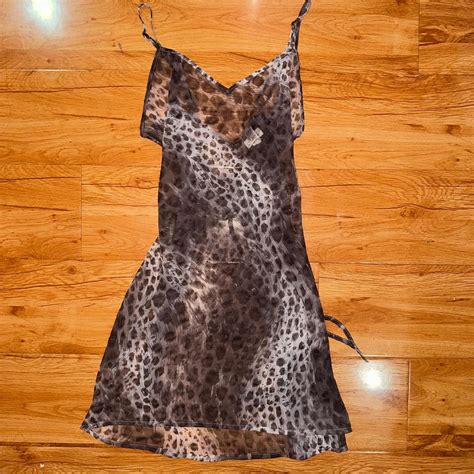 calvin klein mini slip dress sheer leopard slip depop