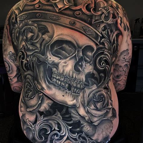 Mens Full Back Skull Scrolly And Celtic Filigree Tattoo Tattoos For