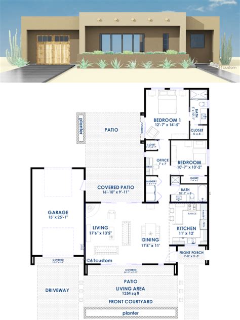 Contemporary Adobe House Plan 61custom Designer Haus House Plans
