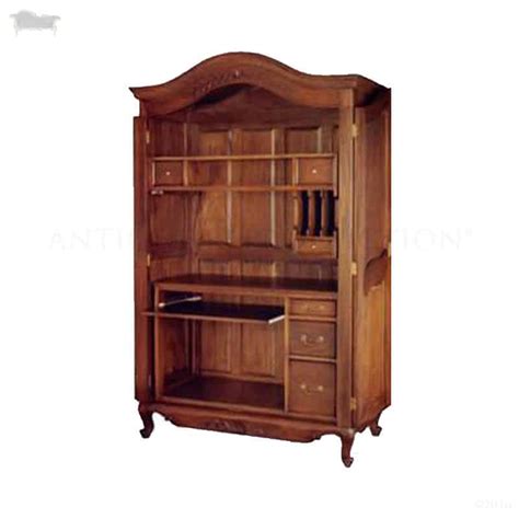 Computer cabinet armoire desk workstation. French Armoire Computer Desk Cabinet Antique Reproduction ...