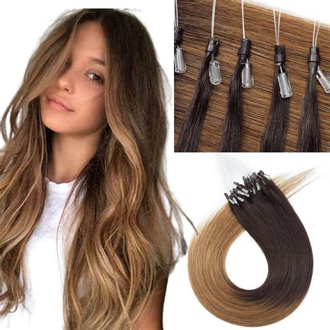 16 Inches Sego Micro Loop Human Hair Extensions 100 Strands 2t6 Dark