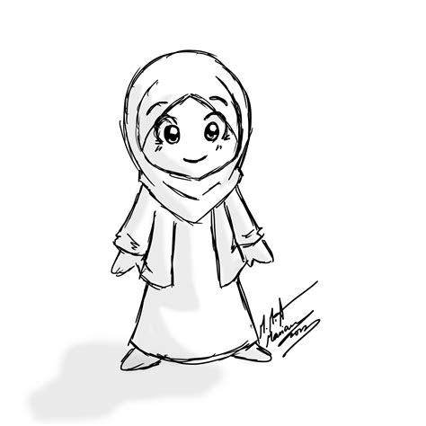 Sketsa Gambar Kartun Muslimah 53 Koleksi Gambar