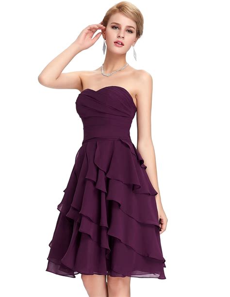 The size charts vary by dress designer. Short Purple A-Line Knee-Length Bridesmaid Dress ...
