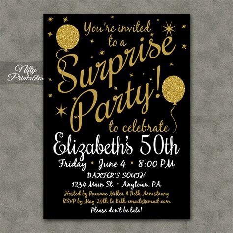 Free Printable Surprise Birthday Invitations For Adults Printable