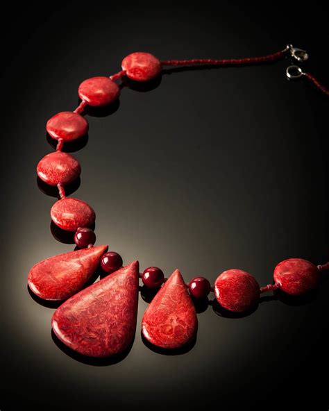 Red Coral Teardrop Necklace Jinja Jewelry