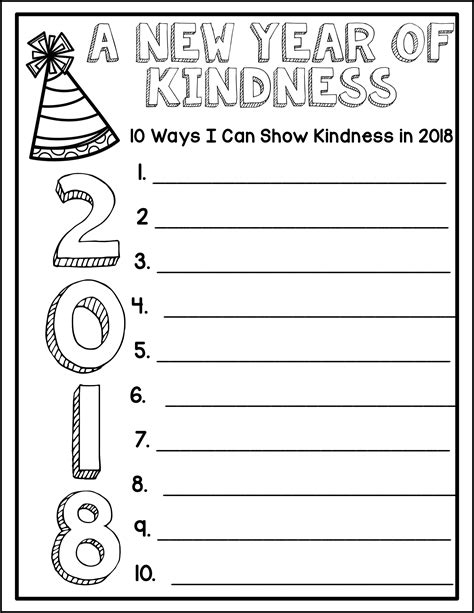Celebrate The New Year Resolutions And Kindness Challenge Writing