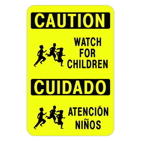 Bilingual Caution Watch For Children American Sign Company