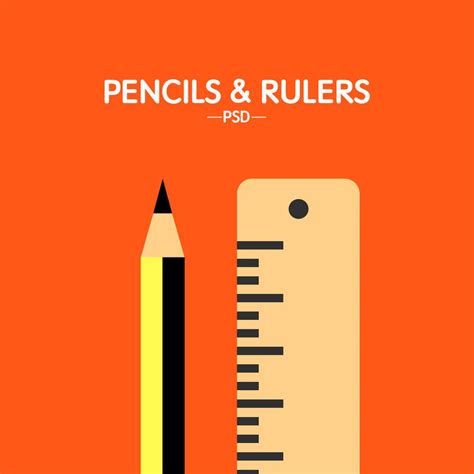 Free Flat Pencil And Ruler Psd Titanui