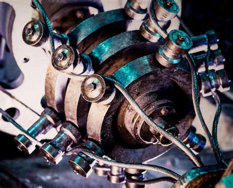 Old Industrial Mechanism Closeup Rusty Cogwheels And Gears Stock