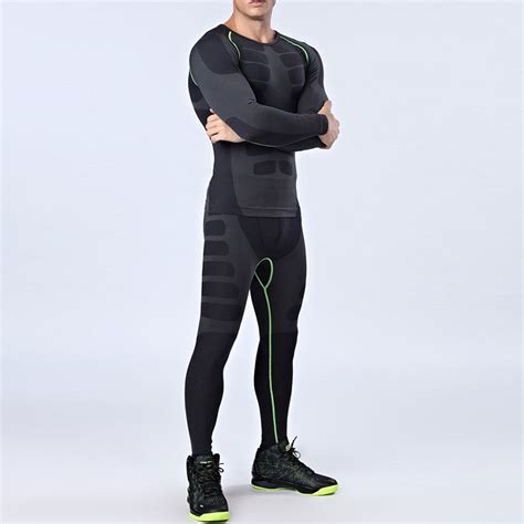 yd new compression quick dry tight tracksuit men training fitness long sleeve shirt pants male o