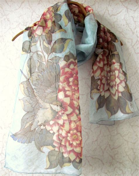 Hand Painted Silk Scarf Silk Scarfhand Painted Scarves Silk Etsy