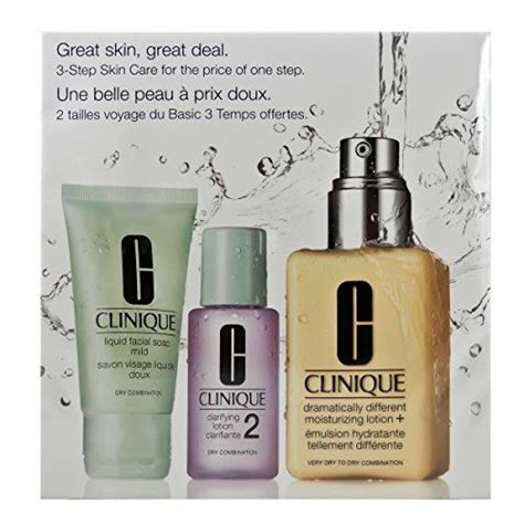 Clinique 3 Piece 3 Step Skin Care Introduction Kit For Unisex Dry