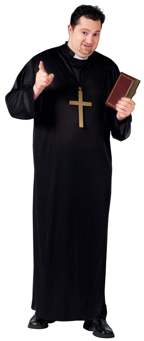 Mens Black Cassock Priest Costume Robe Bishop Religious Clerical Adult
