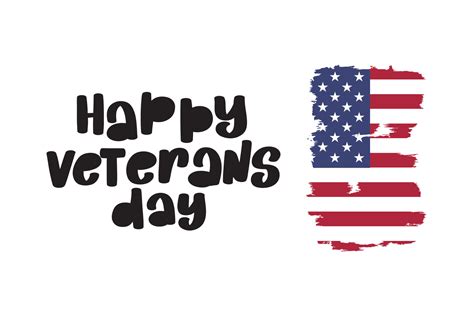 Happy Veterans Day Lettering With Usa Flag Illustration November 11