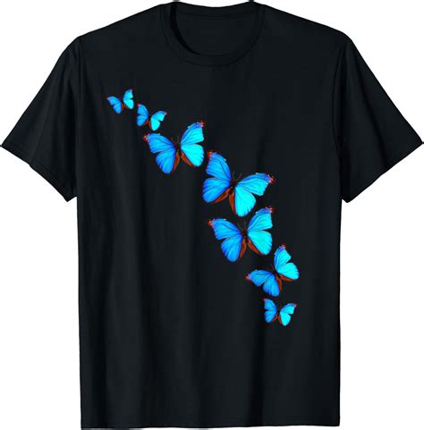 Blue Butterflies T Shirt Amazon Co Uk Fashion