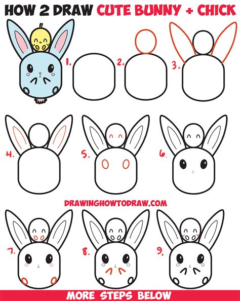 This easter bunny directed drawing provides teachers with an easy to teach lesson that kindergarten and primary kids will love! How to Draw Cute Kawaii / Chibi Bunny Rabbit and Baby ...