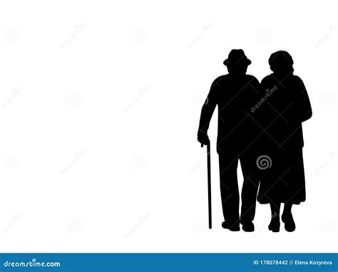 Silhouettes Of Grandparents Going Forward Stock Vector Illustration