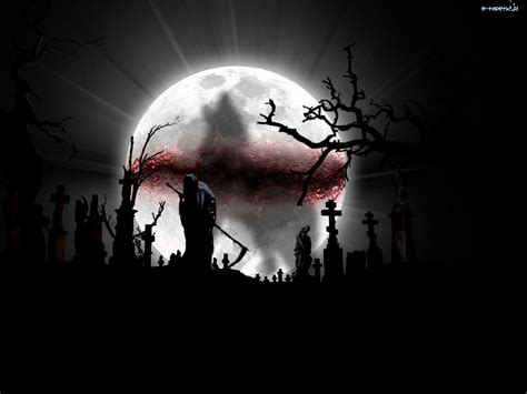 Dark Grim Reaper Horror Skeletons Skull Creepy Cemetery