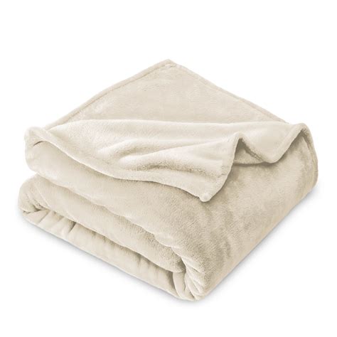 Bare Home Microplush Fleece Blanket Plush Ultra Soft Twintwin Xl Vanilla