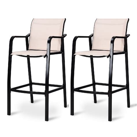 Patiojoy 2 Pieces Patio Bar Chair Counter Height Stool Indoor And Outdoor