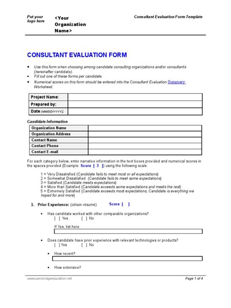 Consultant Evaluation Form